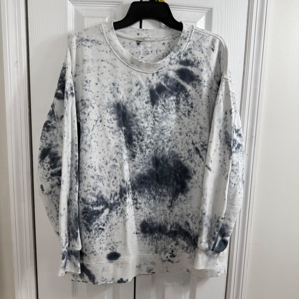 Lululemon Perfectly Oversized Crew Sweatshirt 6 White Gray Tie Dye Pullover